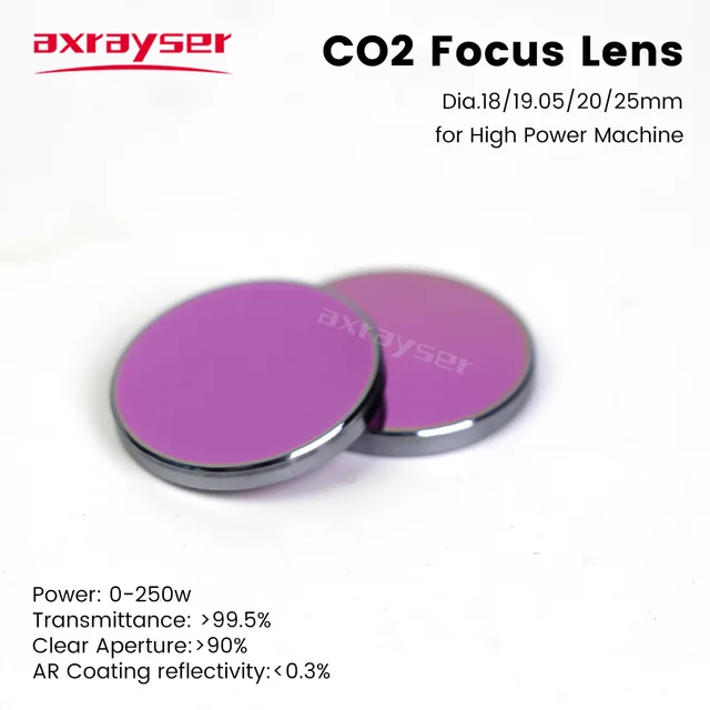 Axrayser CO2 Focus Lens CVD/PVD/Pro Dia.18 19.05 20mm FL38.1 50.8 63.5mm High Power Lens for CO2 Laser Engraving Cutting Machine 2