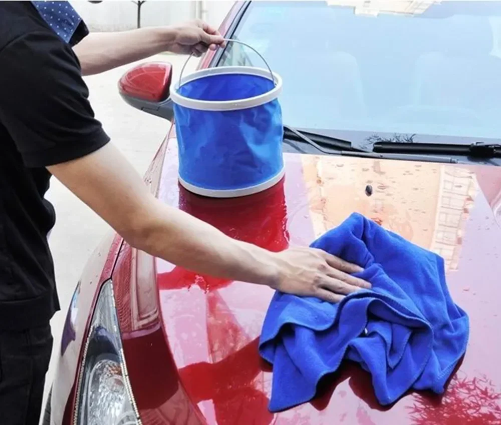 11L folding portable car wash bucket waterproof oxford buckets outdoor washing cleaing fishing camping auto accessories blue