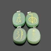 Natural Green Aventurine Reiki Amulet Pendulum Healing Master Prop Chakra Four Element Symbol Energy Stone Pendant Necklace 5