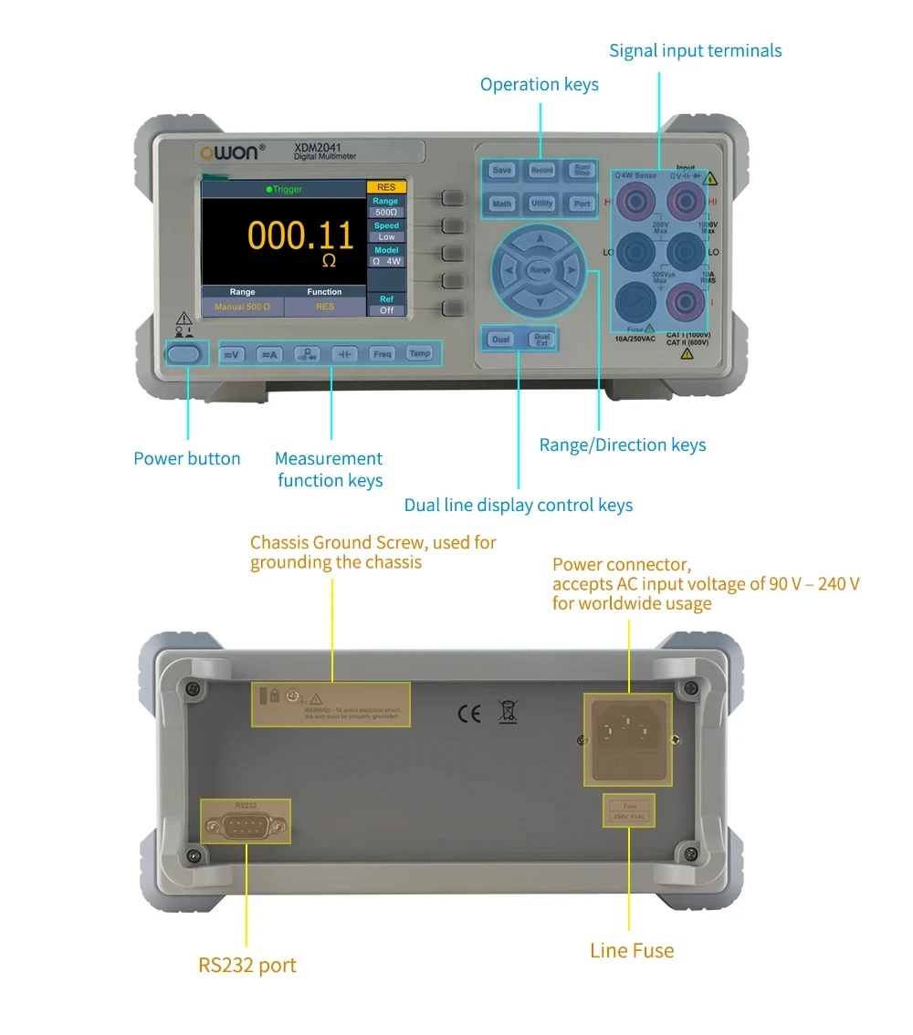 XDM2041 4-Inch LCD 55000 Counts, Supports Two-line Display, AC Voltage Current T