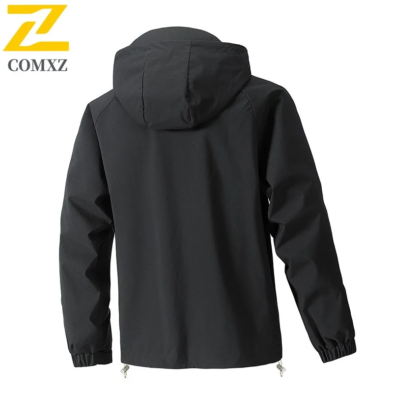 COMXZ Mens Jacket Minimalist Hooded Design Mountaineering Windproof Motorcycle Jacket Daily Style Lightweight Autumn Clothing