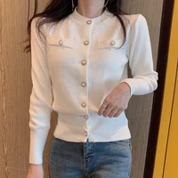 2025 Autumn Long Sleeve Fashion Women Cardigans Sweater Knitted Coat Short Casual Single Breasted Korean Slim Chic Ladies Tops 3