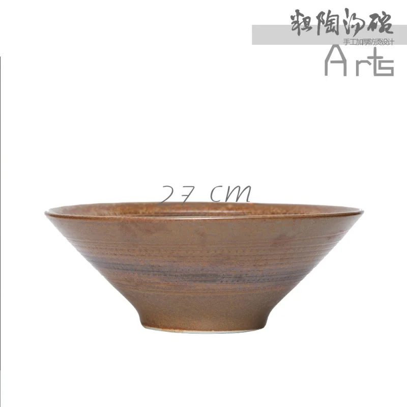 

★Jingdezhen Handmade Coarse Pottery Japanese Style Tableware Set Household Retro Creative Bowls and Dishes Soup Noodle Rice Bowl