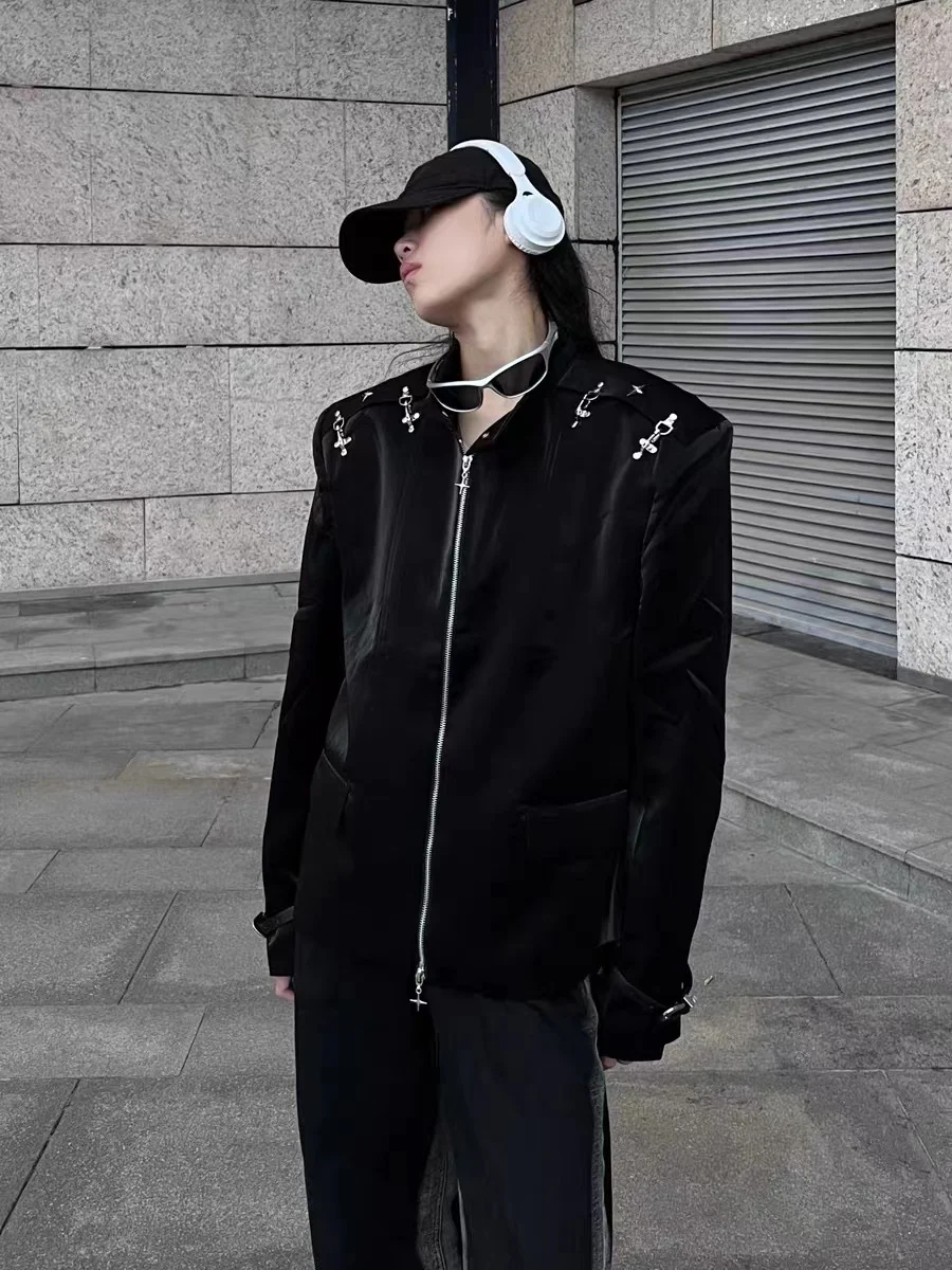 

2024 Spring and Autumn High-grade PU Leather Coat Metal Button High-grade Sense Small Fashion Suit Leather Clothes