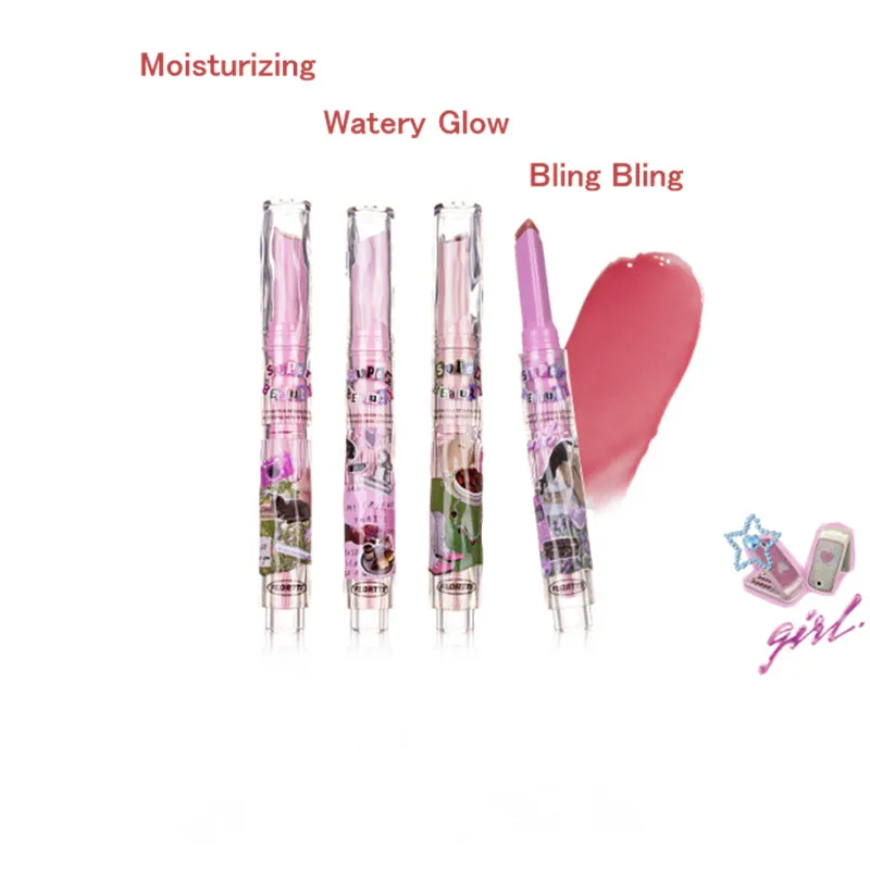 FLORTTE Watery Glow Lipstick Mirror Lip Balm Moisturizing Solid Jelly Lip Gloss Glass Lip Glaze Tint Makeup Beauty