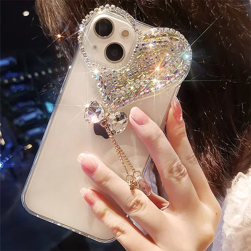 

Luxury Diamond Bowknot Love Heart Transparent Soft Case For iphone15Pro 14Plus 13 Pro 12 Mini 11Pro MAX XSMAX XR 7 8 PLUS Cover
