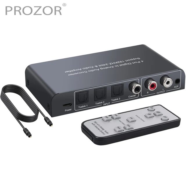 PROZOR DAC Audio Converter Adapter 1 / 3 Optical SPDIF Toslink + Coaxial  Switch to Stereo L/