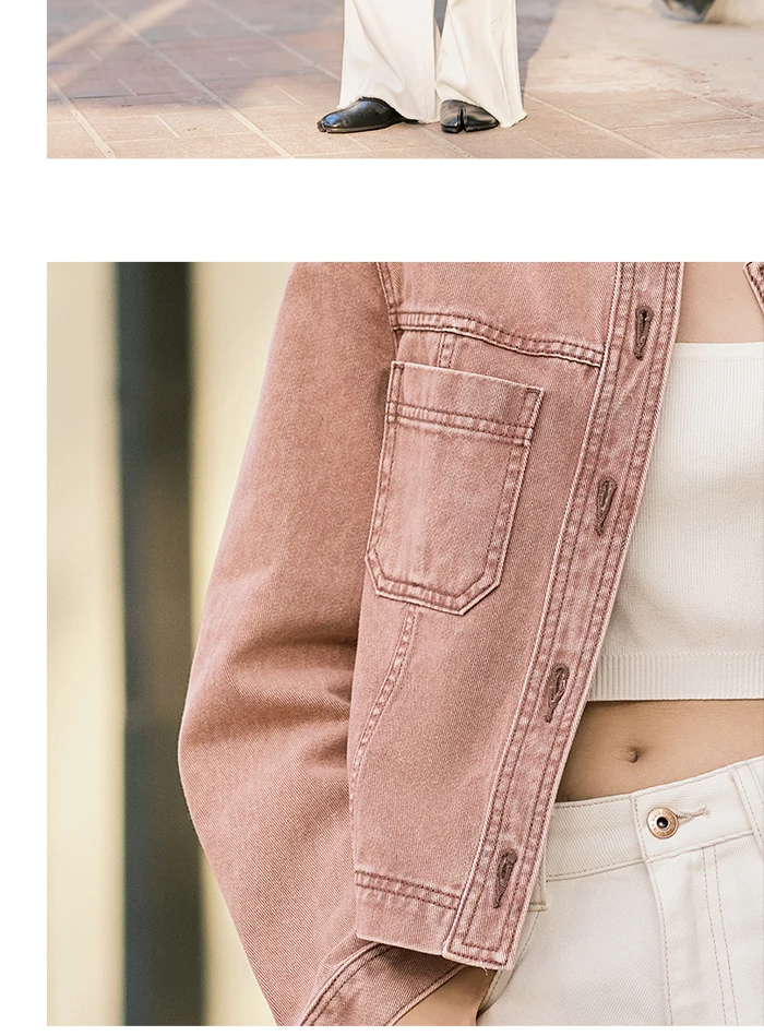 Denim Jacket Women Short Style Small And Taller Spring New Retro Round Neck Jacket Casual And Versatile Coats