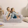 Kids Extra Wide Chairs for Toddler,2-in-1 Toddler Soft Sherpa Couch Fold Out,Convertible Sofa to Lounger for Girls and Boys,Grey 5