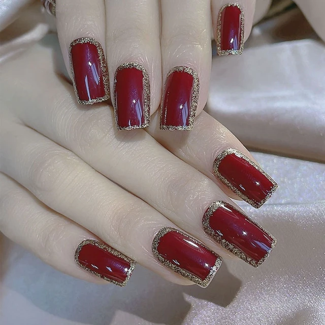 Christmas Red Little Fragrance New Year Manicure Handmade Wear Short Nails  2024 New High-Quality Whitening Bride