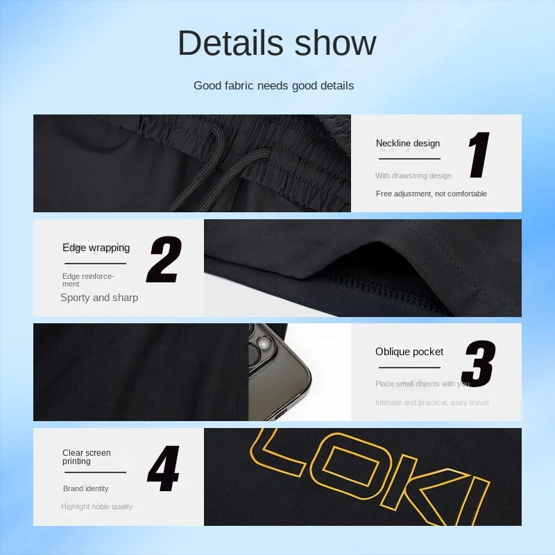 LOKI Table Tennis Uniform, Sports Shorts, Quick Drying, Loose Fitting, Sweat Absorbing, Breathable and Sweat Wicking in Summer