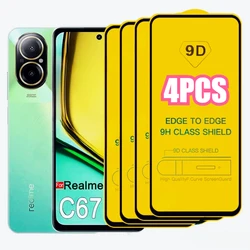 4PCS 9D Tempered Glass Screen Protectors for 4pcs 9D glass (For Realme C55)