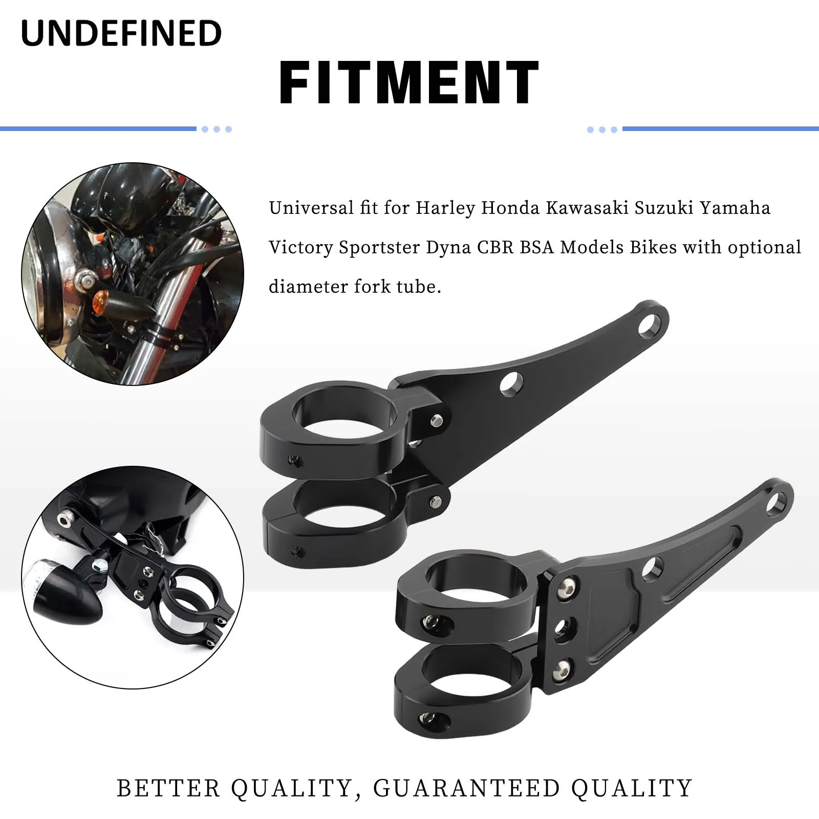 For 33mm-54mm Koplamp Beugel Mount Klem Vork Buis Licht Houder Motorfiets Universele Motoraccessoires (Size : 52 54mm Black For 33mm-54mm Koplamp Beugel Mount Klem Vork Buis Licht Houder Motorfiets Universele Motoraccessoires (Size : 52 54mm Black