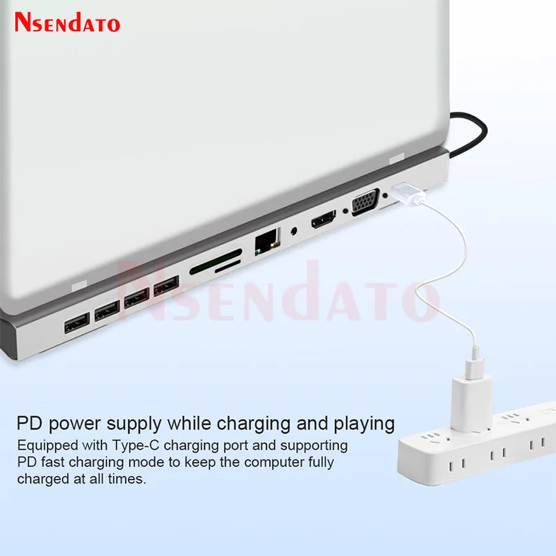 11/12 in 1 4K USB Type C HUB USB 3.0 Dock station HDMI-Compatible Splitter USB HUB Card Reader PD Docking station for MacBook PC