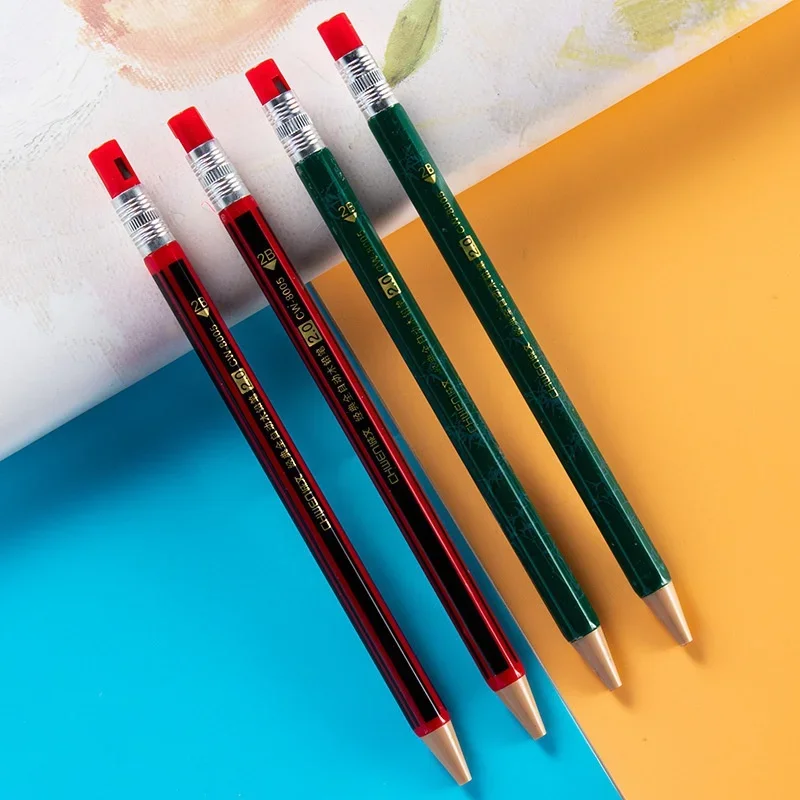 5Pcs Random Mechanical Pencil 2.0mm Lead HB 2B Drawing Writing Activity Pencils for School with Pencil Knife