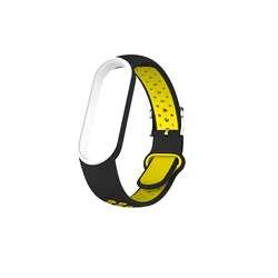 Silicone Two - Color Breathable Smart Watch Strap Replacement Bracelet - mi band 5 6 7 (Black yellow)