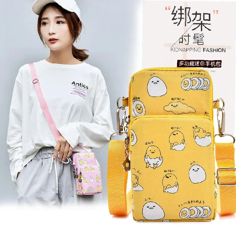 

Новинка, сумка-мессенджер Sanrio Gudetama для мобильного телефона, милая маленькая сумка в стиле аниме для студентов и джентльменов с изображением яиц, кошелек для монет на запястье, праздничные подарки
