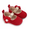 Spring and Autumn Red Velvet Princess Shoes Baby One Year Gift Shoes 0-12 Month Girl Soft Sole Lightweight Walking Shoes 2