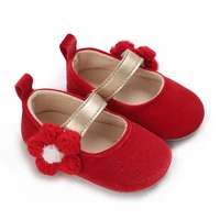 Spring and Autumn Red Velvet Princess Shoes Baby One Year Gift Shoes 0-12 Month Girl Soft Sole Lightweight Walking Shoes 2