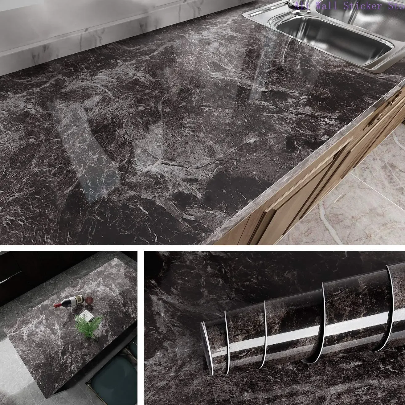

60/80cm Width Marble Wallpaper Contact Paper Waterproof Oil-proof Wall Stickers PVC Self Adhesive Kitchen Countertop Home Design
