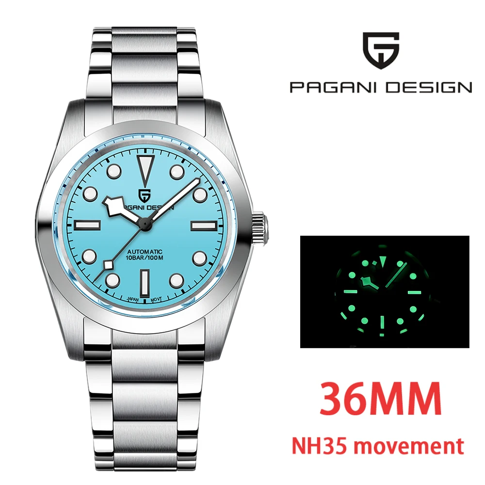 36MM Snowflake Pointer Mechanical Men Wristwatches Luxury Sapphire Glass NH35 Movement Automatic Watch for Men mechanical watch