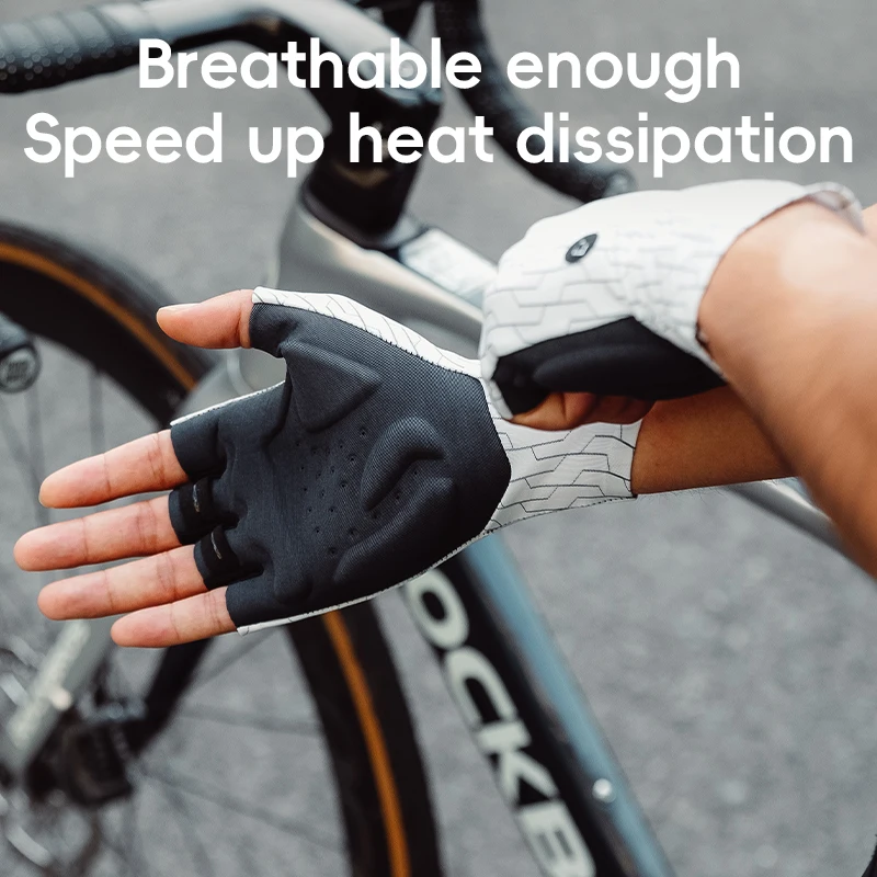 ROCKBROS Road Cycling Gloves Half-Finger High-End One-Piece Palm Pad Shock-Absorption Bicycle Gloves MTB Road Racing Gloves Men 5
