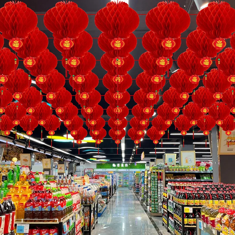 10PCS Chinesische Rote Papier Laternen Frühling Thema Hochzeit Geburtstag Party Decor Chinesische Neue Jahr Urlaub Liefert Hängen Anhänger – Detail 3