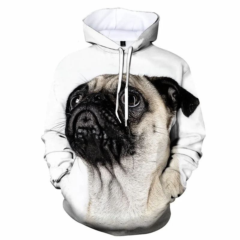 thumbnail image 1 of Sudadera con capucha con estampado 3D de perro Pug feo y divertido para hombre, sudaderas casuales de manga larga, sudaderas con capucha de cuello redondo, abrigos de otoño, 1 of 5