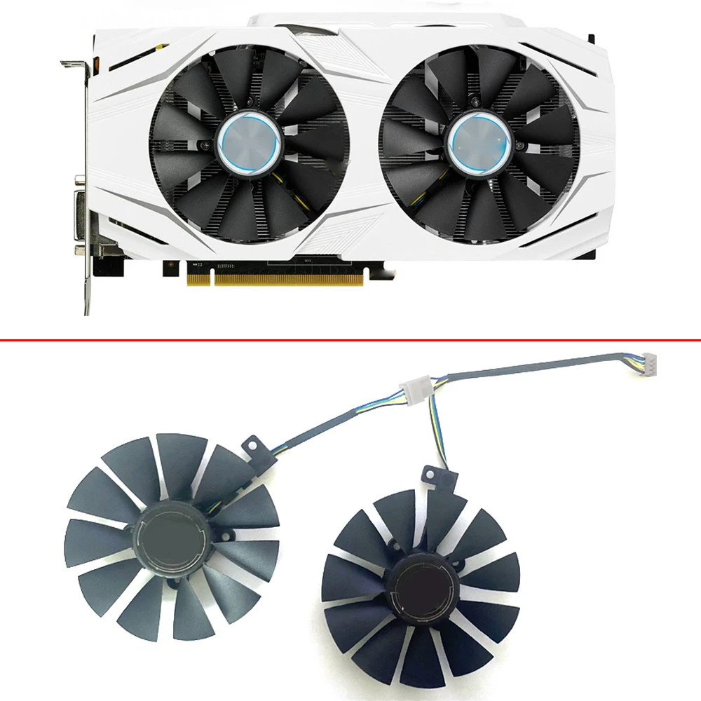 

2PCS 87MM GTX1060 GTX1070 GPU FAN For ASUS GTX 1060 1070 RX 480 Graphics Card T129215SU PLD09210S12HH 4PIN 12V Cooling Fans