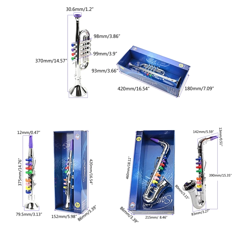 Simulation 8 Tones Saxophone Trumpet Children Musical Instrument Toy Party Props