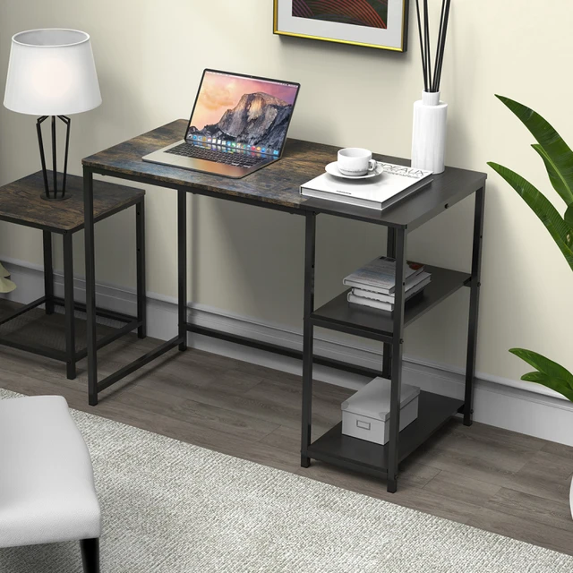 Decoración de muebles de dormitorio para oficina en casa, escritorio de  estudio, computadora portátil de 2 niveles, marco de metal resistente, mesa  de