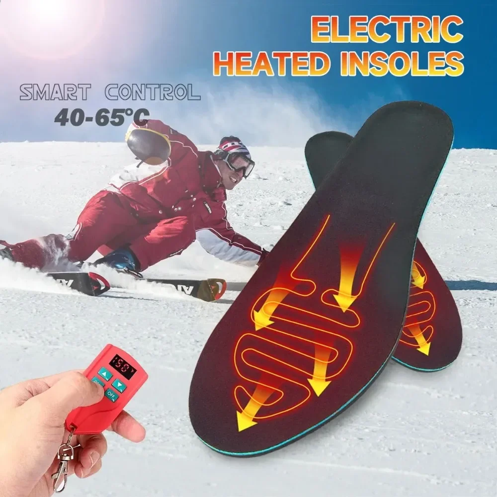 2000mAh Electric USB Heated Insoles Winter Foot Warmer Shoes Insert Pad with Remote Control Breathable Memory Foam Shoe Insole