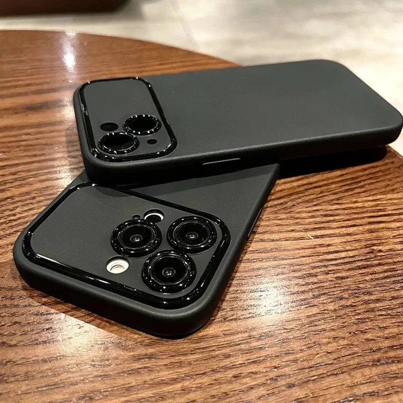 Luxuriöse Matte Silikon-Schutzhülle für iPhone 18 17 16 15 14 13 12 11 Pro Max Plus Air X XR XS in Einfarbigem Schwarz, Ultra-Dünne Hülle