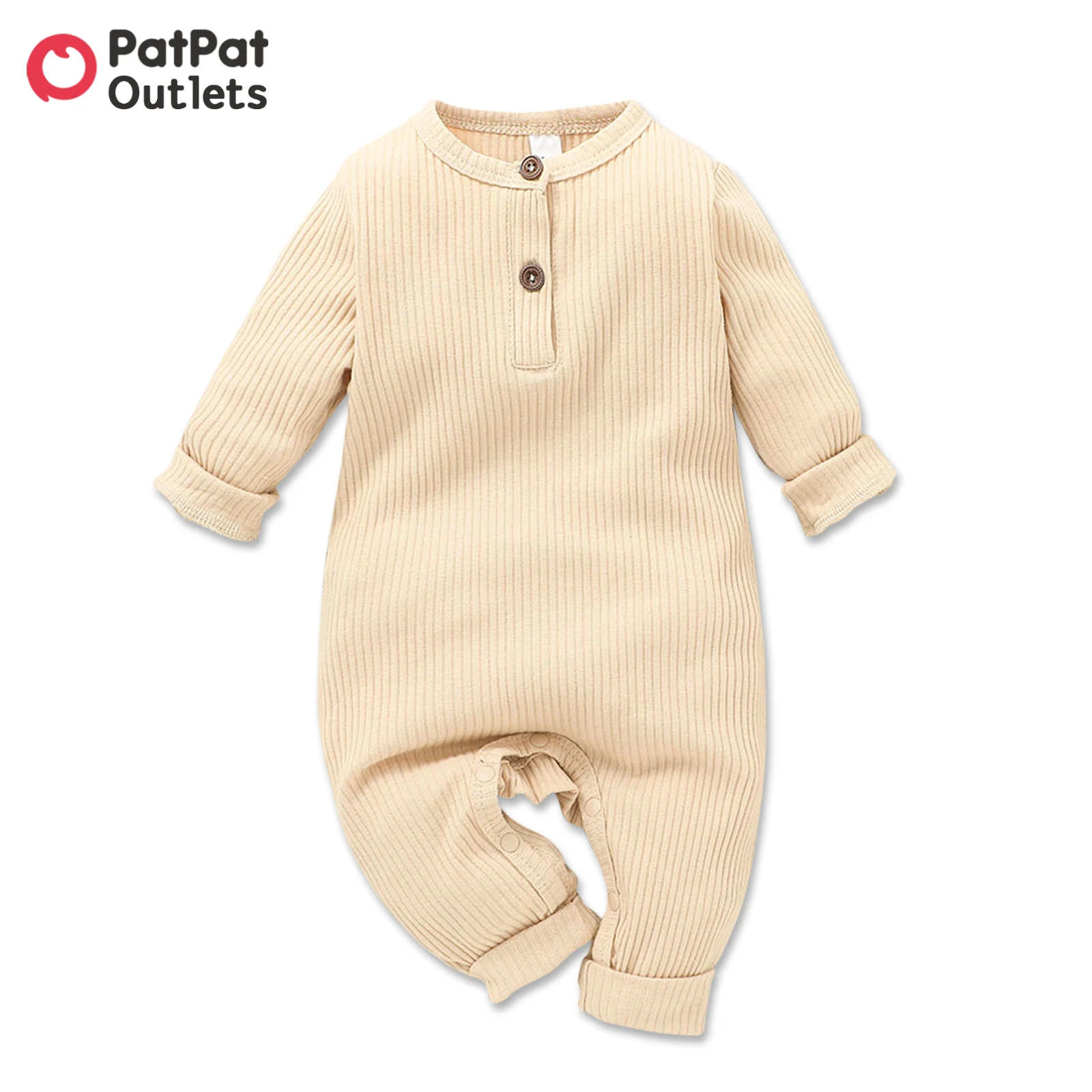 

PatPat Baby Boy/Girl Romper 95% Cotton Ribbed Long-sleeve Button Up Jumpsuit Newborn Clothings Bodysuit Outfits