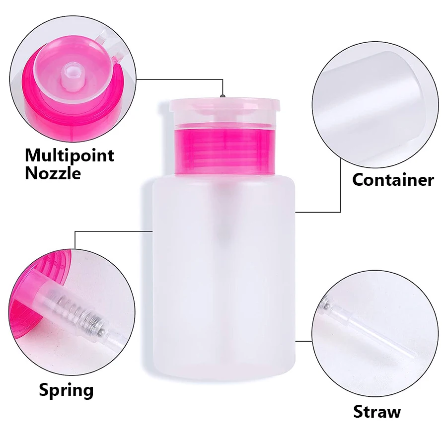2-teiliges nachfüllbares Pumpspender-Set, 60 ml + 150 ml, für Nagellackentferner, Reiniger, Maniküre, Make-up-Werkzeug, tragbare Kosmetikflasche – Detail 4