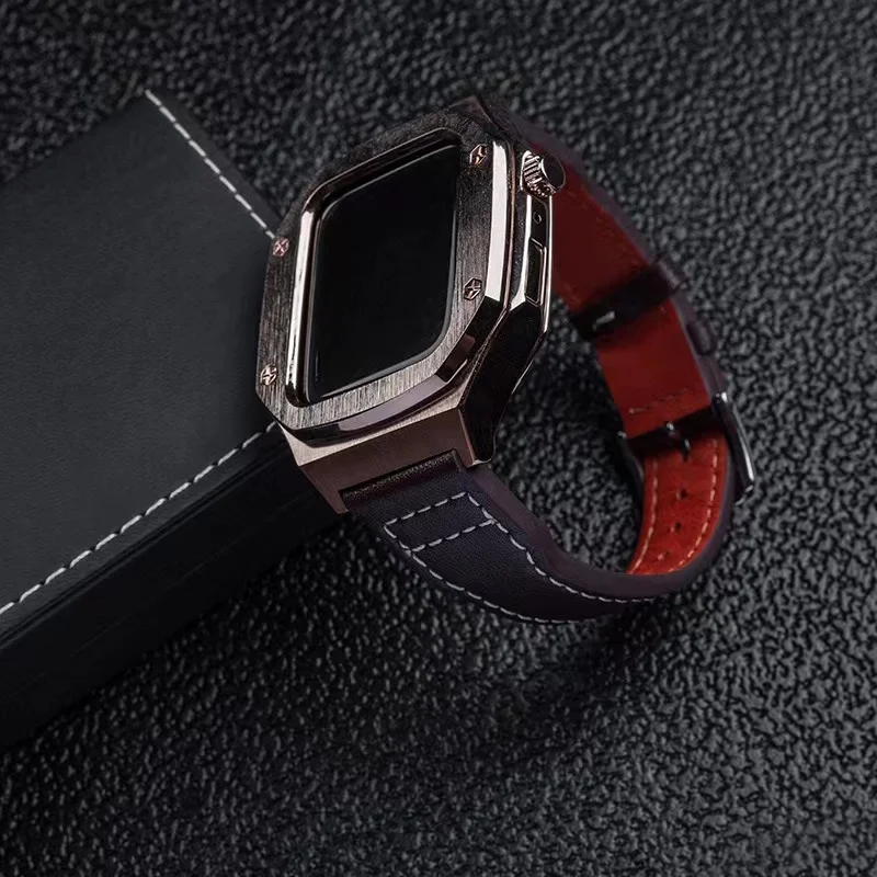 Metal Link Bracelet Band For Apple Watch band 44mm 45mm Magnetic Modification Kit Metal Case For iWatch Series 8 7 6 5 4 SE Belt