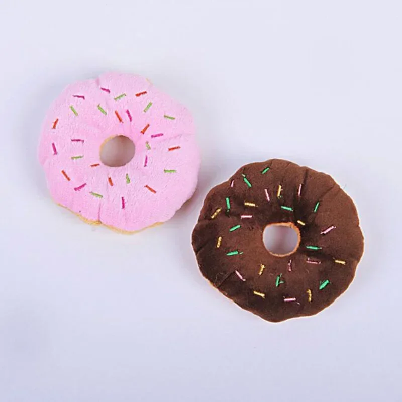 Soft Donuts Puppy Cat Dog Toys Squeaker Squeaky Plush Sound Pet Chew Throw Squeak Toys 3 Colors 4