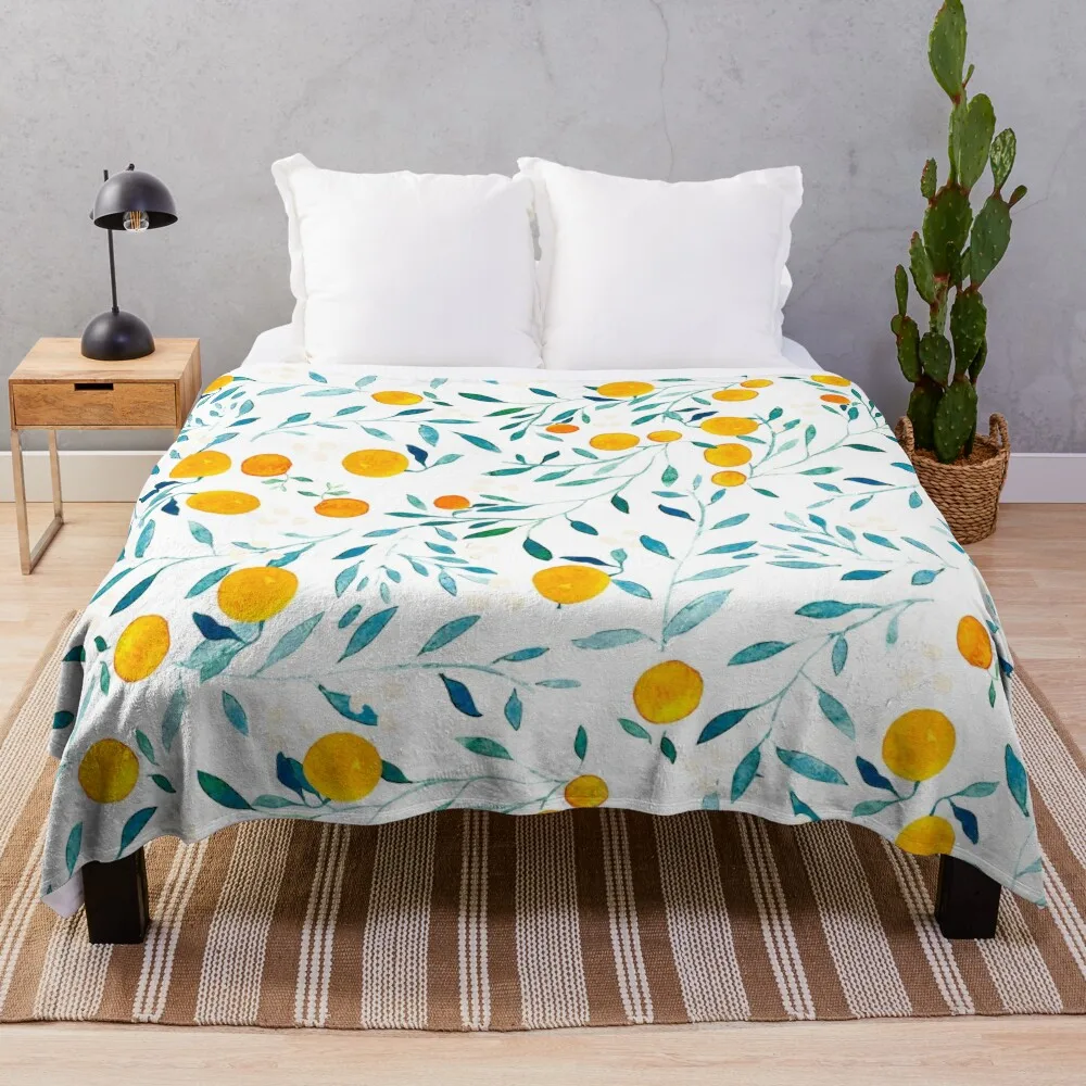 

Orange Tree Throw Blanket Flannels Blanket Dorm Room Essentials Decorative Throw Blanket Winter bed blankets