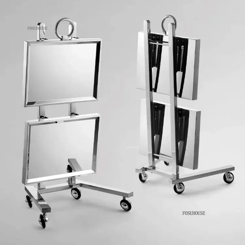 Multi Layer Storage Trolley Stainless Steel Mobile Tool Cart For Salon Furniture Beauty Salon Perm Dyeing Trolley Barber Shop Luxury Folding Trolleys