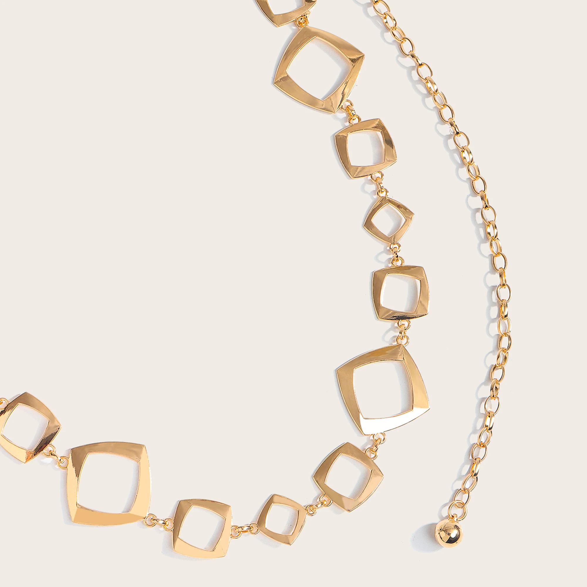 1 Stück hohle quadratische Metall-Taillenkette für Damen, modischer, vielseitiger Gürtel zum Tragen mit Hosen – Detail 5