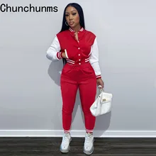 

Winter Patchwork Baseball Uniform 2 Piece Single Breasted Jacket Pants Set Sporty Casual Short Sleeve Coat Shorts Tracksuits