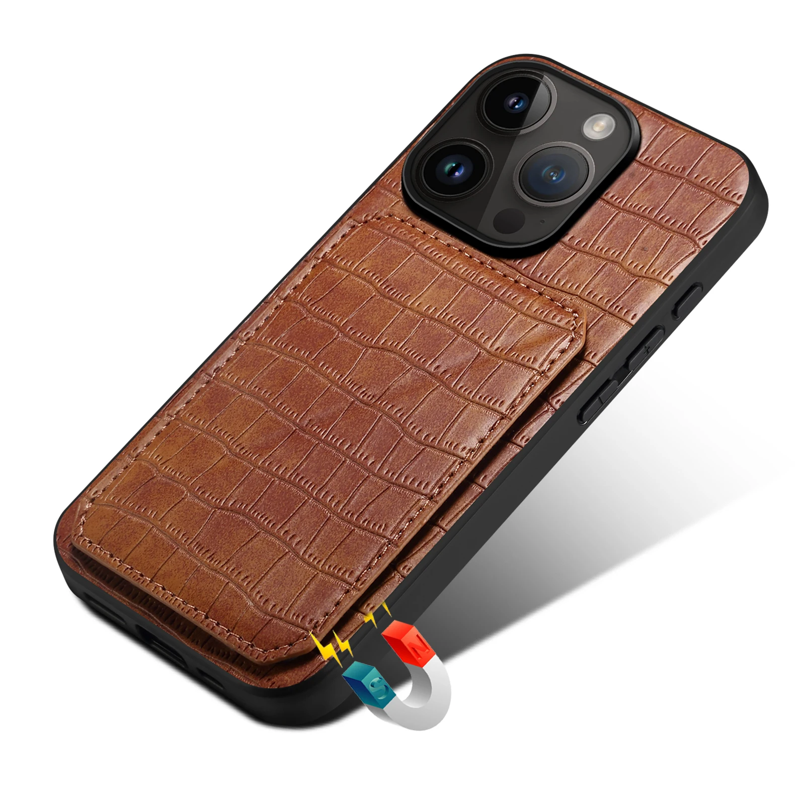 

Luxury Leather Card Holder Phone Cases For Iphone 15 14 Plus 13 12 11 Pro Xs Max Xr Se 3 8 7 Rear Cover Support Phone Shell Case