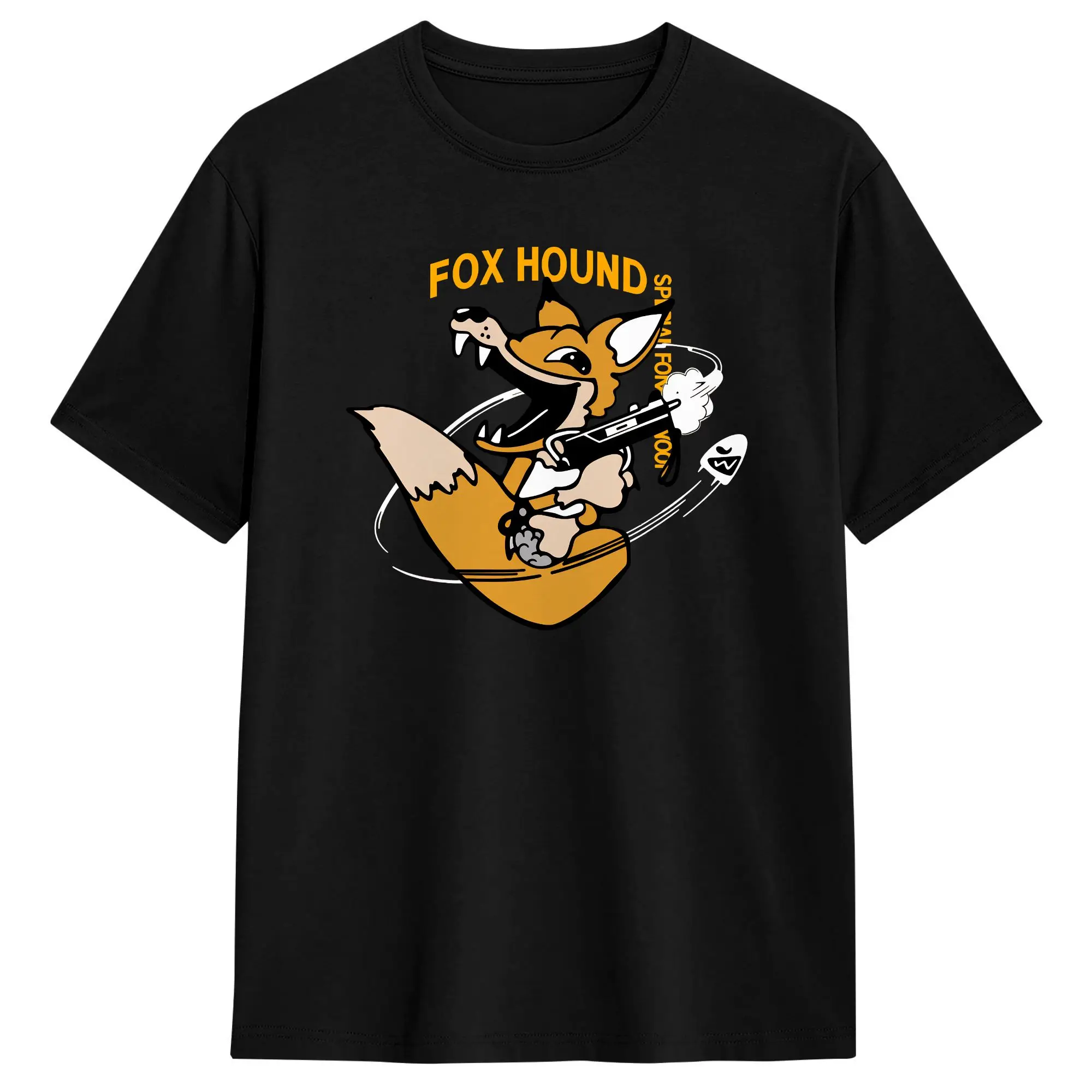 Herren-T-Shirt „Metal Gear Solid Fox Hound Foxhound“ aus Baumwolle, lässiges Kurzarm-T-Shirt mit Rundhalsausschnitt, grafisches T-Shirt