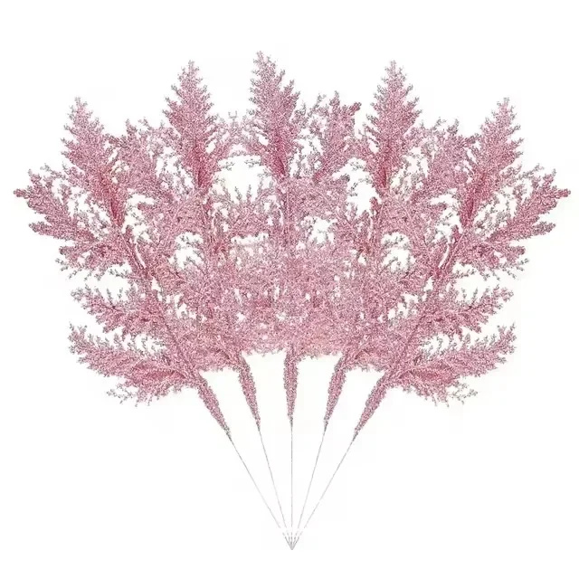 thumbnail image 1 of Artificial Pine Leaves Branches Christmas Gold Silver Fake Plants Glitter Garland Xmas Tree Ornament Home Room Decoration Plant, 1 of 5