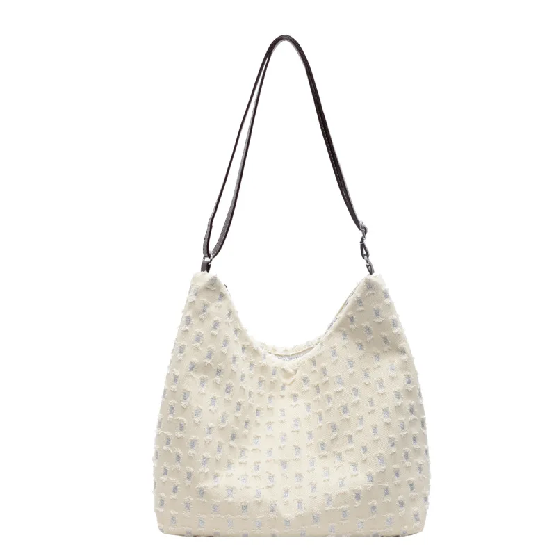 thumbnail image 1 of Bolso de mano de moda para mujer 2024, nuevo bolso de hombro de gran capacidad, bolso de lona texturizada versátil para debajo del brazo, 1 of 5