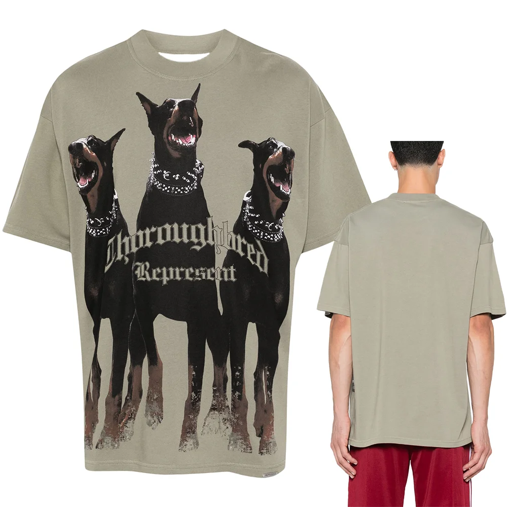 24/25 New Printed T-shirt Fashion Fashion Personalized Short-sleeved T-shirt Essential Street Crewneck Dog Print Thoroughbred