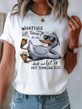 Funny Duck Quote Women’s Casual Short Sleeve Cotton T-Shirt