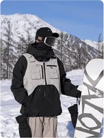 Unisex Waterproof 3L Composite Fabric Ski Vest Men Women Outdoor Snowboard Multi-pocket Cargo Jacket Vests Sports Ski Waistcoat 5
