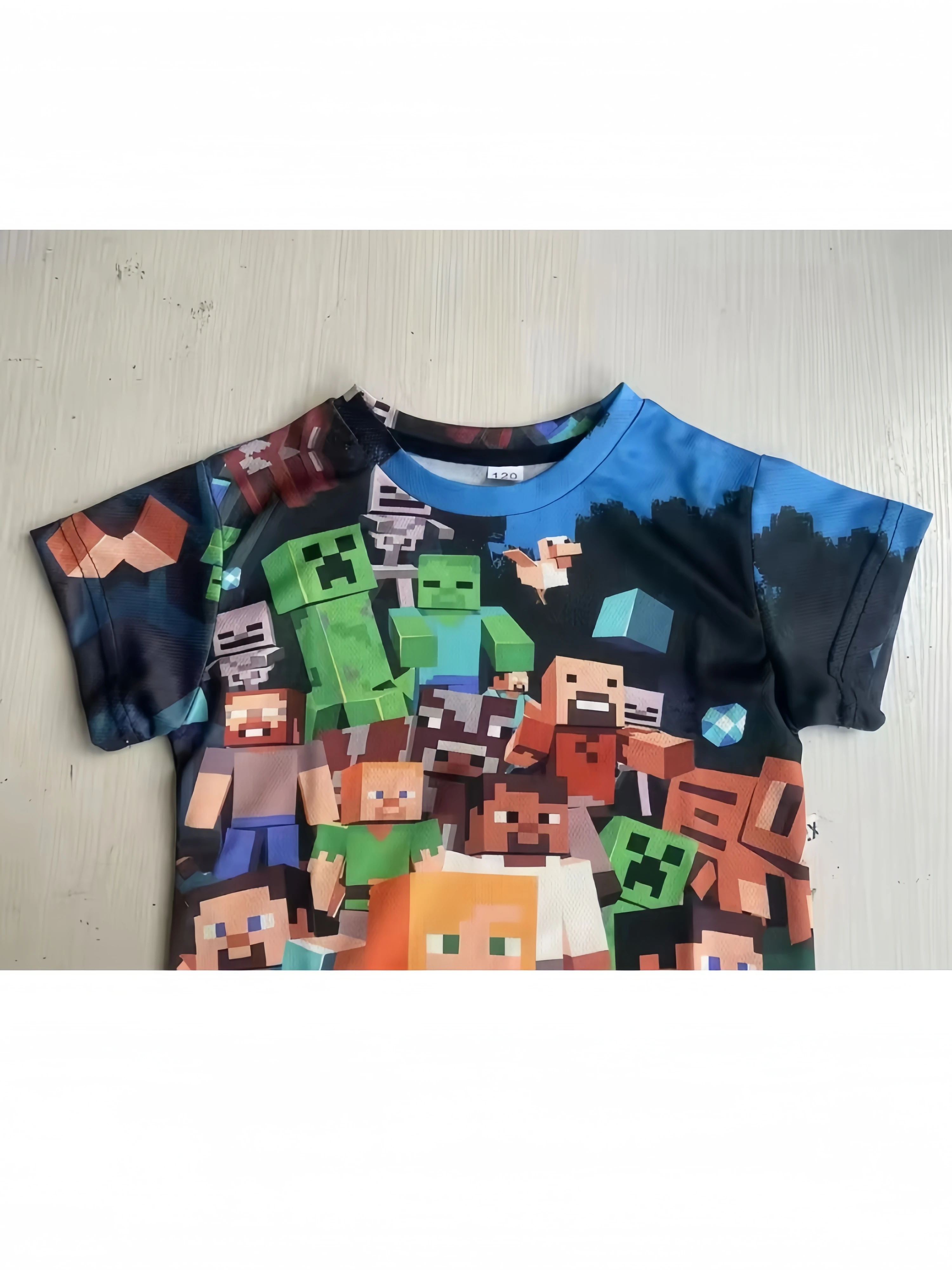 Uniqlo Minecraft 3D Printed Casual Tshirt Summer Cute Boys And Girls Building Block Building Cartoon Tee Popular Top inside out2 6