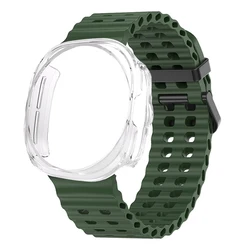 Sport Silicone Band with Protective PC Case for Smartwatch - Ultra 47mm (Green transparent)